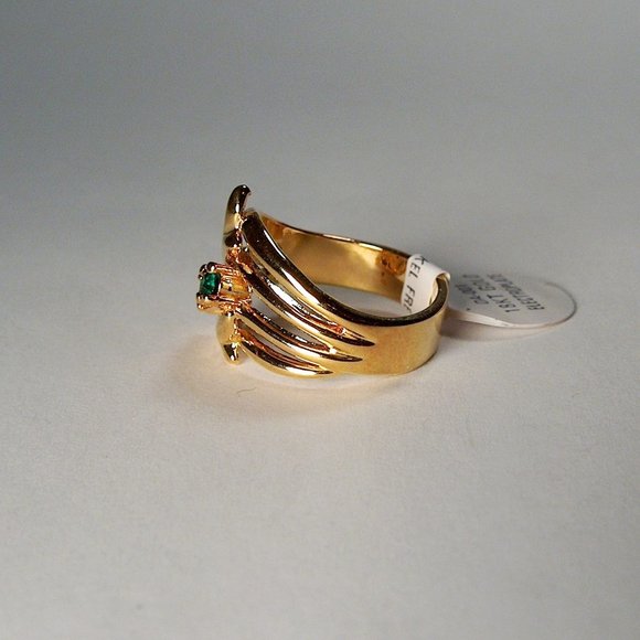 Vintage 18K Gold Plated Green Swarovski Crystals Ring Size 6 - Picture 4 of 6